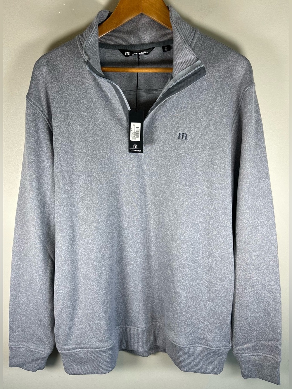 Travis Mathew Mens Cloud 1/4 Zip 2.0 Hideaway Sweater Size XL Heathered Gray NWT